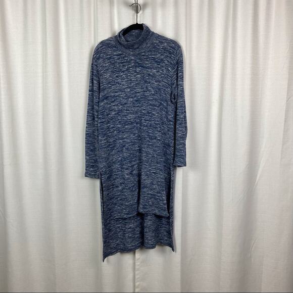 Soft Surroundings Blue Space Dye Long Sleeve Hi-Lo Sweater Dress Sz.S - Picture 1 of 14